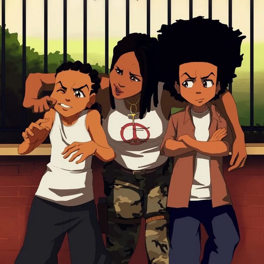 Маленькая гета. The Boondocks Райли. The Boondocks Хьюи. The Boondocks Хьюи и Райли.