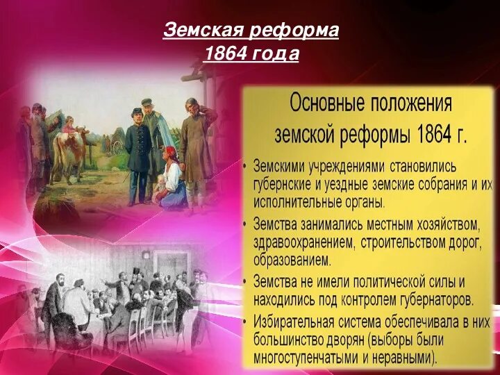 Выборные органы самоуправления в 1864. Содержание земской реформы 1864. Земская реформа 1864 года таблица. Итоги земской реформы 1864 года.