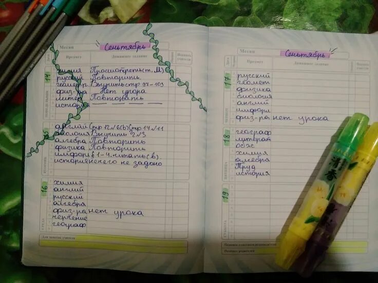 Оформление дневника школьного внутри красивое