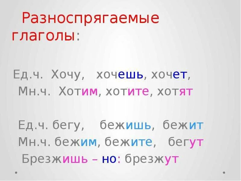 Выберите разноспрягаемый глагол выберите ответ. Разно спрягаемые гланолы. Разноспрягаемые глаголы. Хотеть бежать разноспрягаемые глаголы. Разно сплягаемы глаголы.