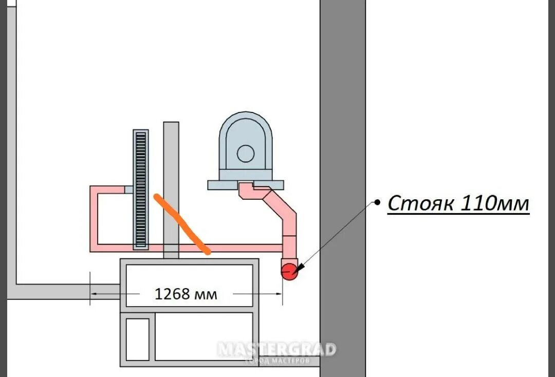 Трап подключение 110. Подключение трапа в 110 трубу.