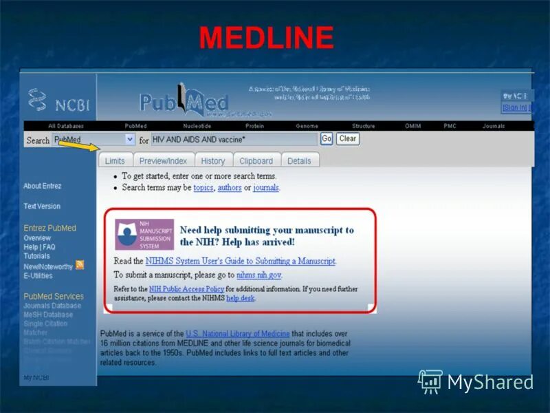 May topics. Связь между Medline и PUBMED.. Сайт электронной базы Medline. Entrez.