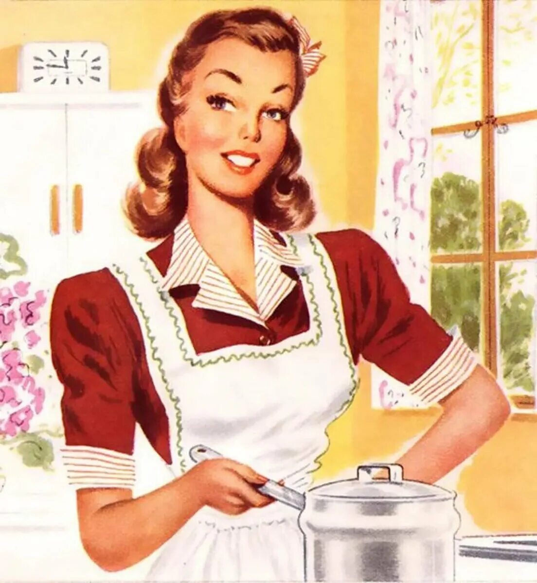 Сейчас хозяйка. Джил элвгрен 1961. плакаты американских домохозяек. домохозяйка в стиле пин ап. домохозяйки 50-х годов.