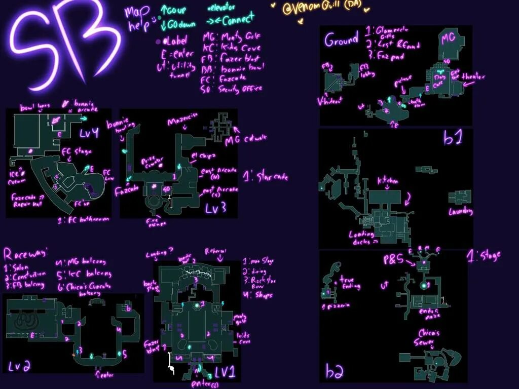 Как проходить лабиринт фнаф 9. Карта security breach. карта фнаф секьюрити. вся карта fnaf security breach. карта фнаф 9 секьюрити брич.