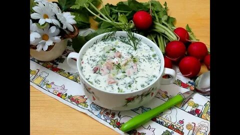 Окрошка на кефире с мясом