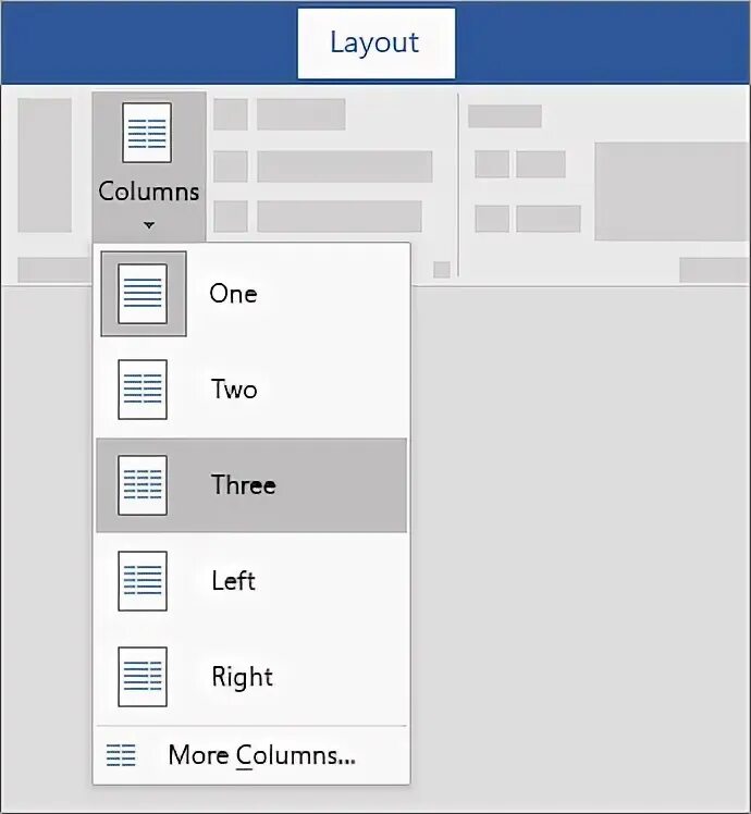 Layout columns. The words in columns.