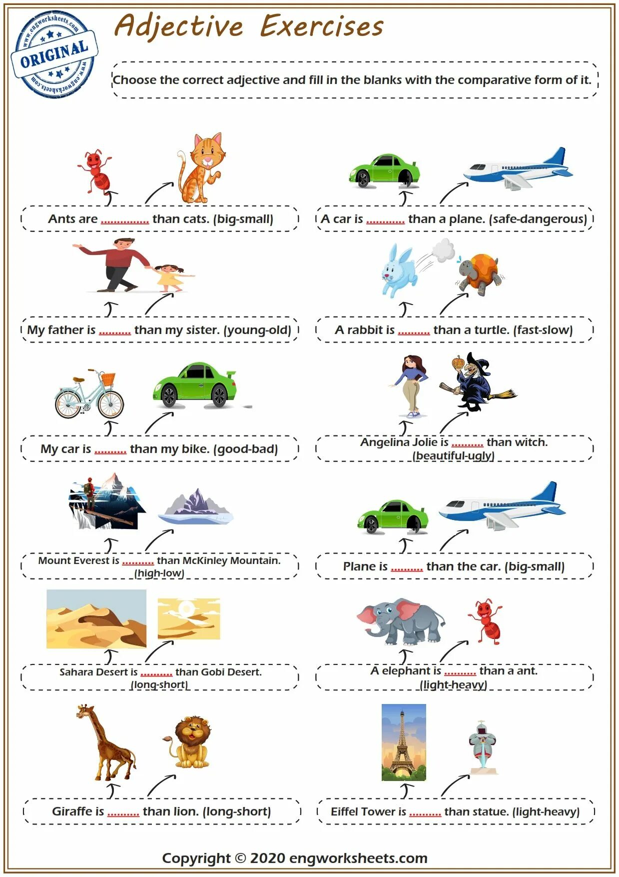 Comparative form dangerous. Comparison of adjectives exercises for Kids. Degrees of Comparison of adjectives for Kids exercises. Comparative forms of adjectives exercises. Degrees of Comparison of adjectives exercises.