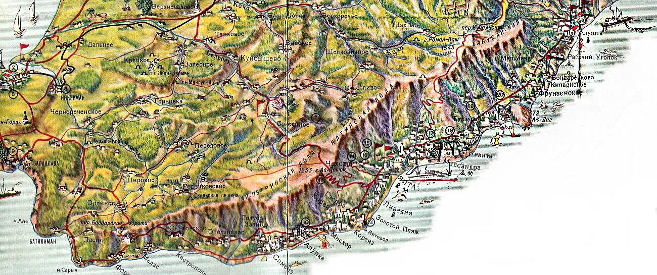 Города юбк. Карта ЮБК Южный берег Крыма. ЮБК карта побережья. Карта ялтинского побережья Крыма. ЮБК Крым на карте побережье.