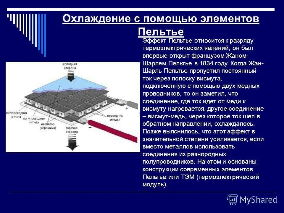 Охлаждаемый элемент. Термоэлектрические явления пельтье. термоэлектрическое явление эффект пельтье. элемент пельтье эффект. конструкция элемента пельтье.