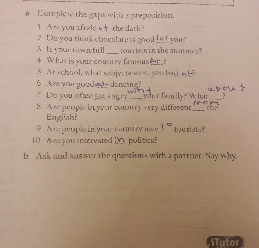Answer the questions tell a partner. Answer the questions tell a partner