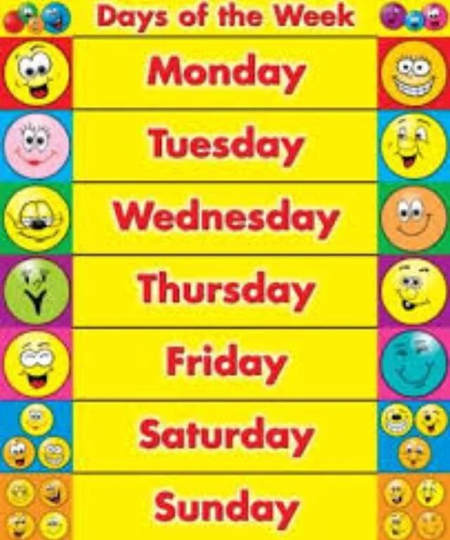 Дни недели на нагл. Days of the week дни недели в английском. LYB ytltkb на англдиском. Дни недели на англ для малышей.