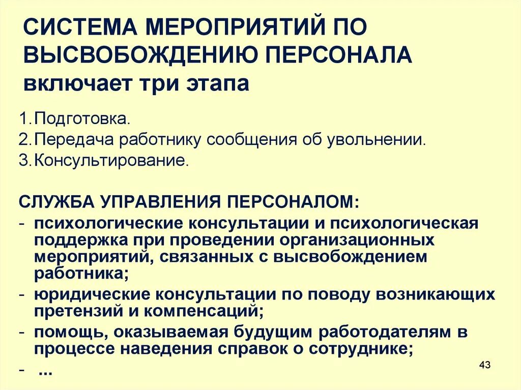 Массовое высвобождение работников. Мероприятия по высвобождению персонала. Система высвобождения персонала. Этапы высвобождения персонала. Способы высвобождения персонала.