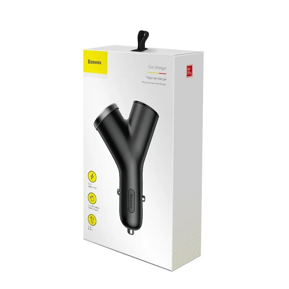 Baseus one to two cigarette lighter. Bsc-c16n. автомобильная зарядка baseus y type dual usb+ cigarette lighter extended car charger.