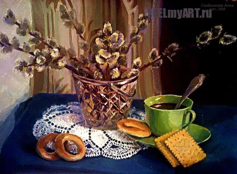 Блонская вербное воскресенье. Натюрморт с вербой. натюрморт с вербой живопись. натюрморт вербное.