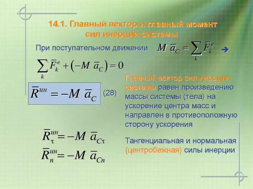 Главный момент сил инерции. Главный вектор сил инерции системы. Главного момента сил инерции. Главные моменты сил инерции. Какая формула для определения твердого тела