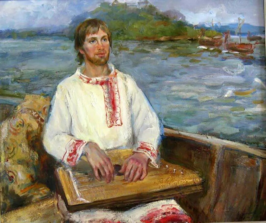 На каком инструменте играл былинный герой садко. Гусляр садко. былина о гусляре садко. садко с гуслями. картины гусляра садко.