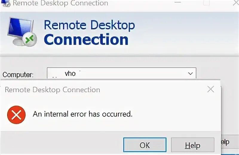 Произошла внутренняя ошибка RDP. Произошла ошибка Internal Error. Ошибка: an Error has occurred.. An Internal Error has occurred Error for Remote desktop connection. An internal error has occurred