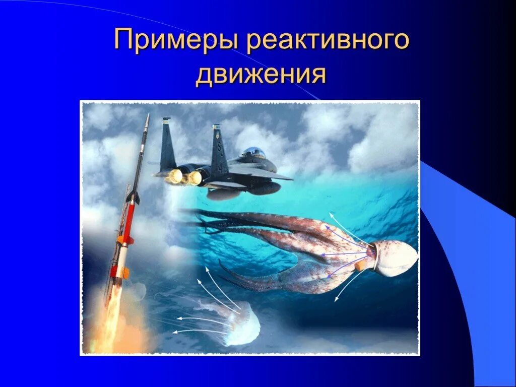 Тема реактивное движение. Примеры реактивного движения. Рисунок на тему реактивное движение. Примеры использования реактивного движения. Теория реактивного движения.