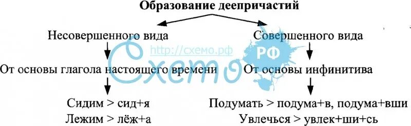 Увлекаясь деепричастие. Схема образования деепричастий.