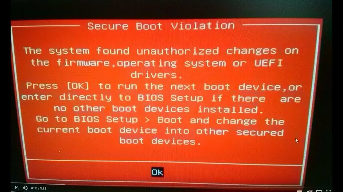 Invalid boot. Secure boot violation. secure boot violation как отключить. security boot fail. secure boot violation the system found unauthorized changes on the firmware.