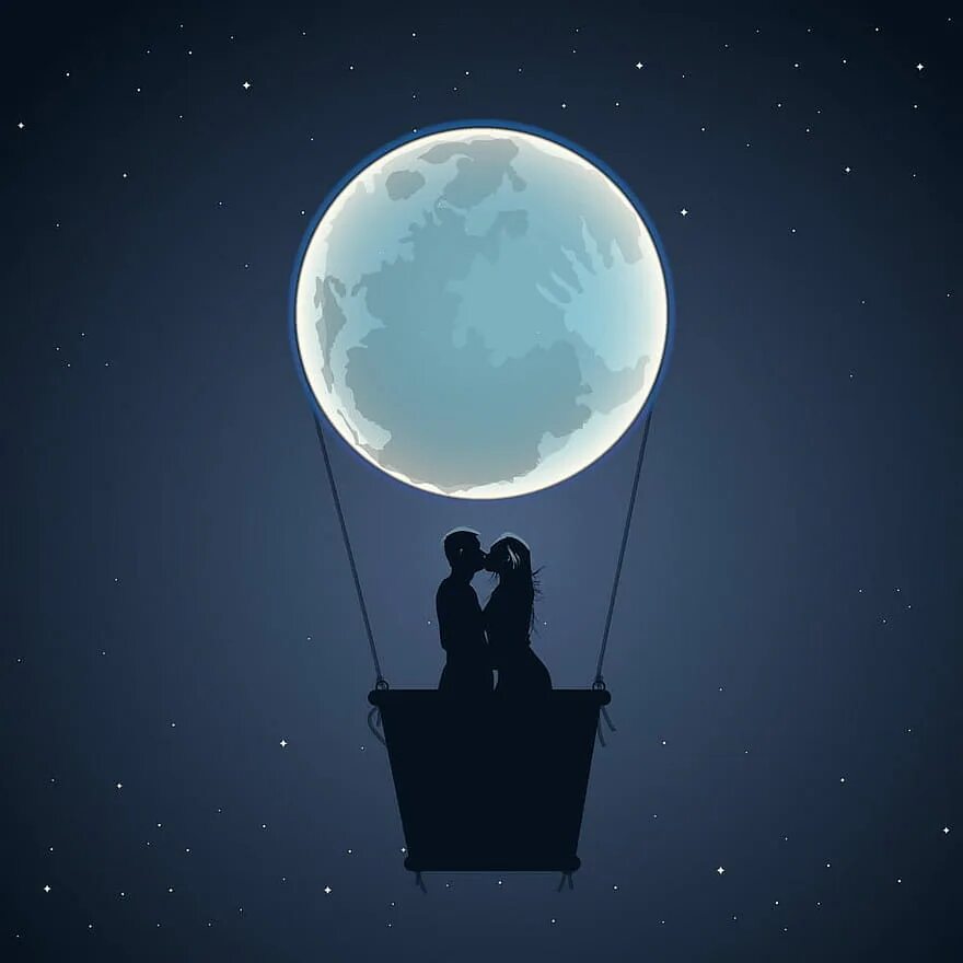 Луна воздушный шар. Влюбленные на воздушном шаре. Воздушный шар Луна. Влюбленные и шарики воздушные. Пара на фоне Луны.