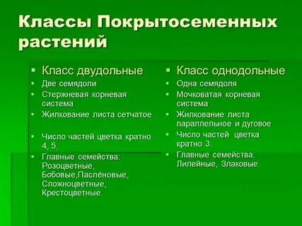 Классификация растений отдела покрытосеменных таблица 7 класс Семейства покрытосеменных растений таблица