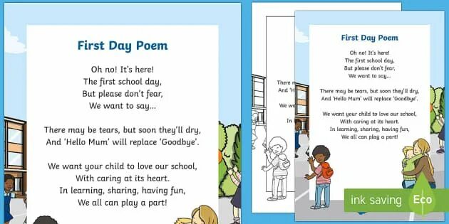 My first day at the mine. School poem. Poems about School in English. Our School poem. First Day at School текст.