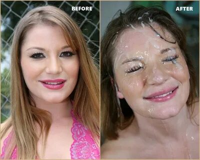 bukkake, cum covered, Before and After.