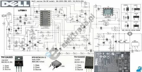 Схема блоков питания Dell PA-1900-28D LA90PE1-01 PA-3E 19.5V 4.62A 90W. 