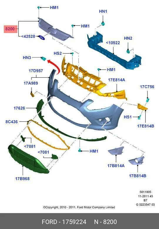 1683565 FORD Бампер передний грунтованный / FORD Focus-II RS 09 купить в интерне