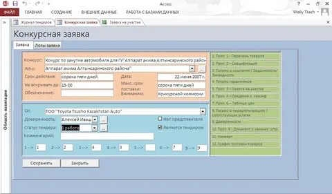 Учет тендеров