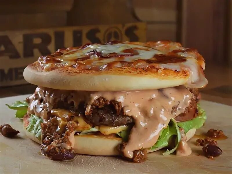 Пицца бургер рецепт с фото PaZZA INSIDE A BURGER INSIDE A PIZZA chaotic food in which pizza-containing hamb