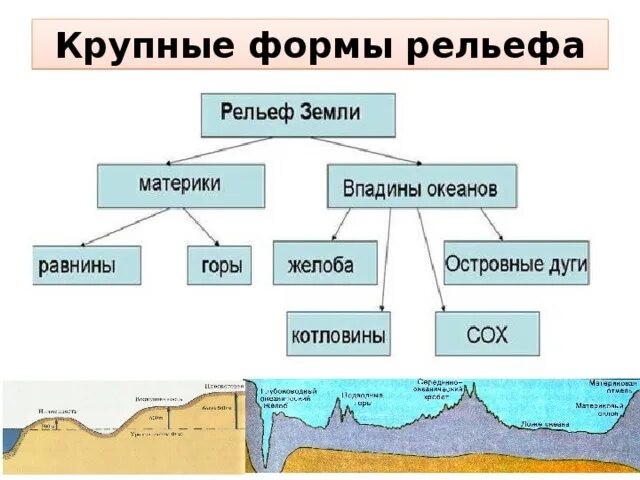 Какие основные формы рельефа. Схема основных форм рельефа. крупные формы рельефа. крупнейшие формы рельефа. коупные ылрмы рельвефп.