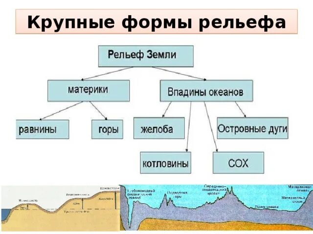 Схема основных форм рельефа. Крупные формы рельефа. Крупнейшие формы рельефа. Крупные формы рельефа земли. План конспект параграфа рельеф земли равнины