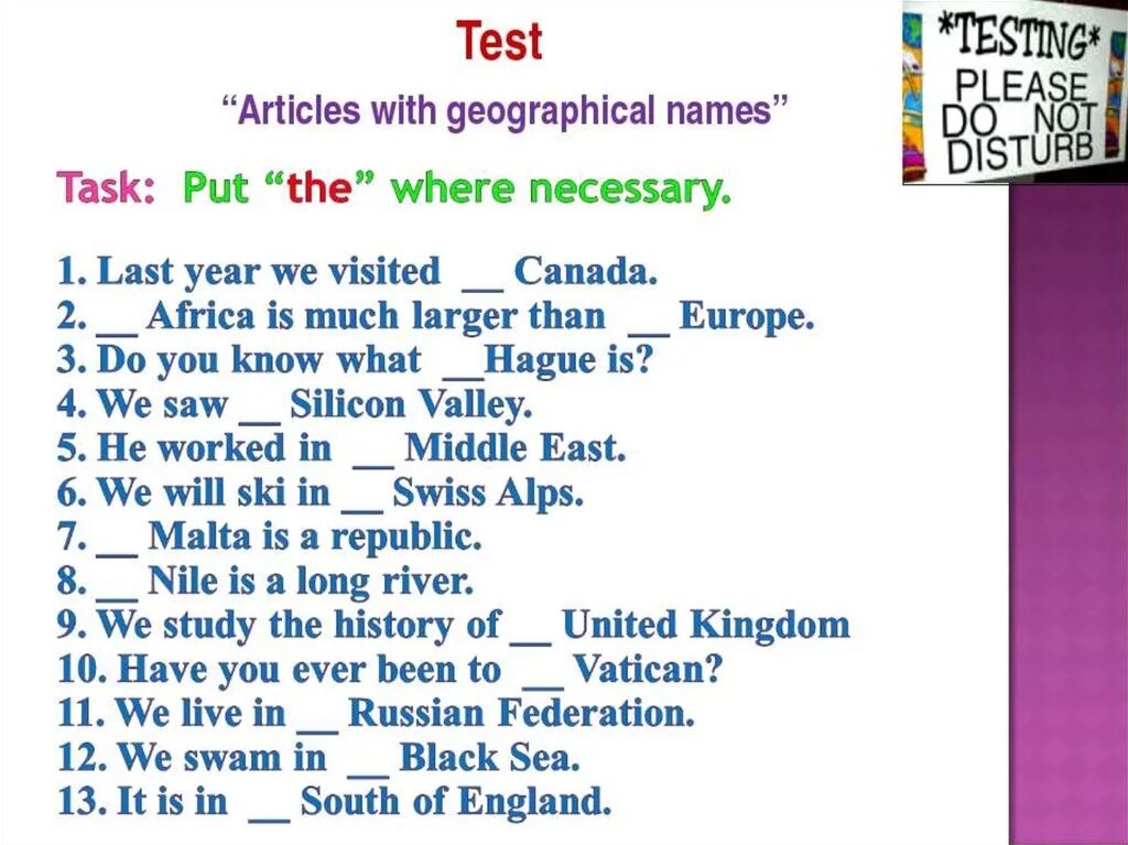 Теста на артикли в английском. Артикль the с географическими названиями. Артикли с географическими названиями в английском языке. Артикль с геграфичесеоми нпщваниями. Артикли с геогрфическими названия.