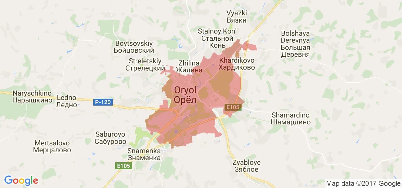 Орел на карте