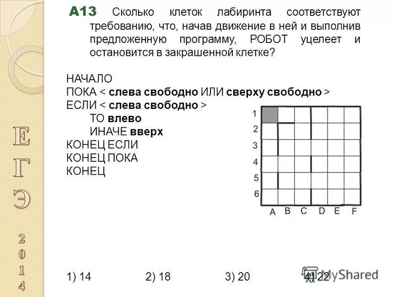 Сколько клеток Лабиринта соответствуют Требованию. Робот ЕГЭ Информатика задания. Движение робота по лабиринту с закрашиванием клеток. Робот уцелеет и остановится в закрашенной клетке (клетка f1)?.