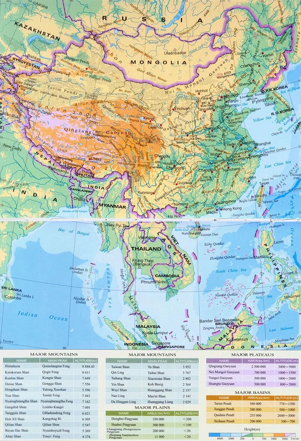 Карта Китая. Рельеф Китая карта. Топография Китая. Горы Китая на карте. Покажи на карте великую китайскую равнину