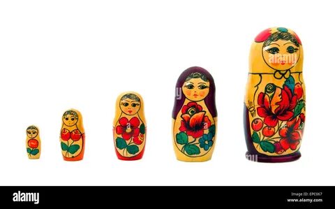 Colorful Russian Nesting Doll Matreshka At Market. 