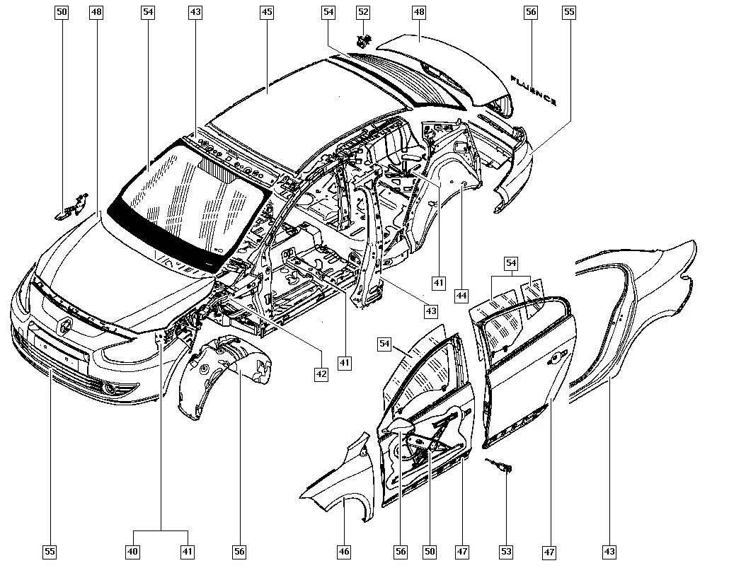 Номер детали кузова. Детали кузова Рено Логан 2 схема. Поперечина кузова Рено Симбол 2. Силовые элементы кузова Рено Логан схема. Передняя часть Рено Флюенс 2013г.
