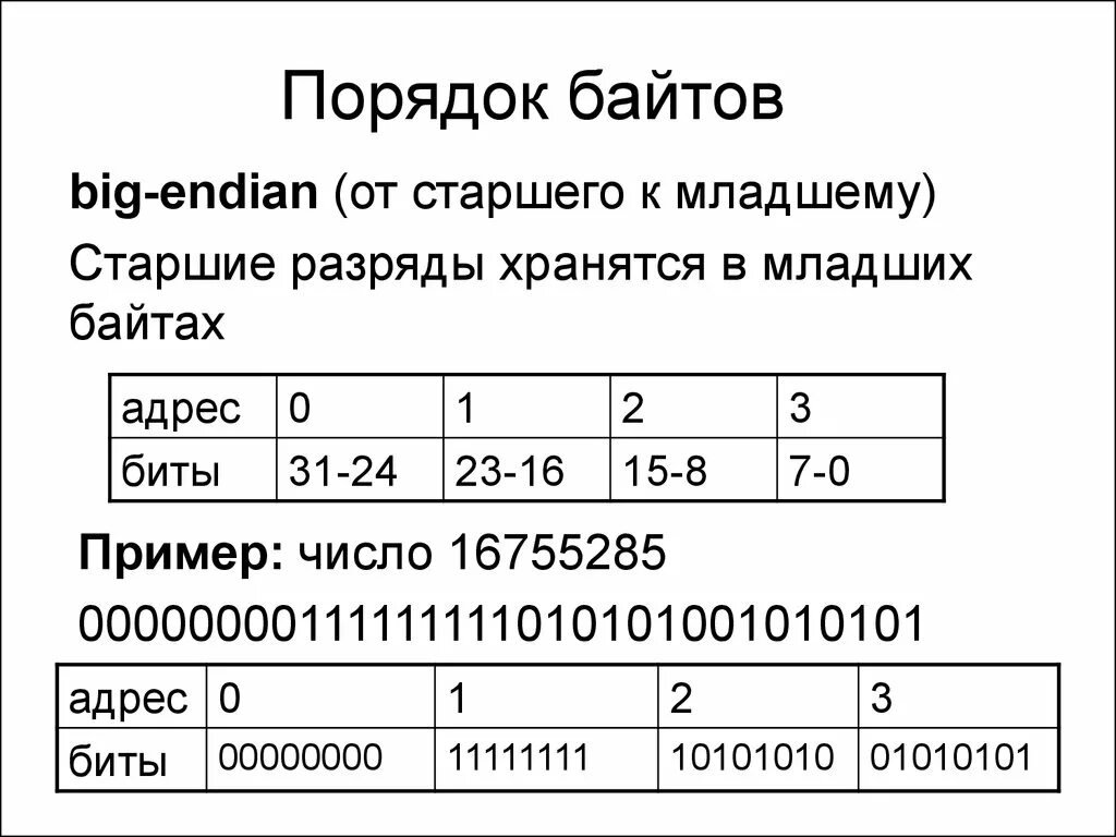 Порядок байтов в памяти