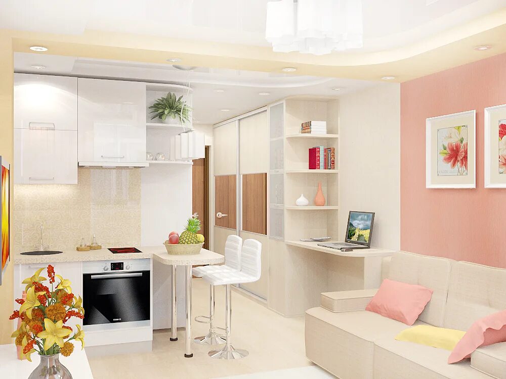 интерьер гостинки. обставить маленькую студию. интерьер гостинки. интерьер маленькой гостинки студии. фотообои для малиновой кухни.