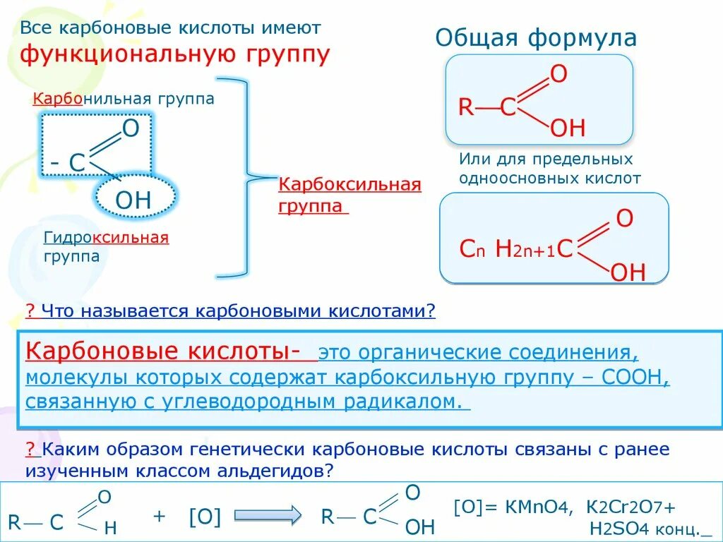 Карбоновые кислоты имеют формулу