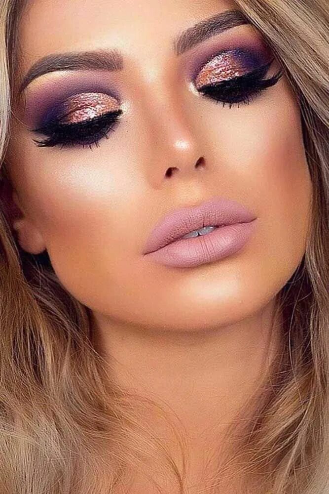 Tonos lila Dramatic eye makeup, Purple eye makeup, Glitter eye makeup