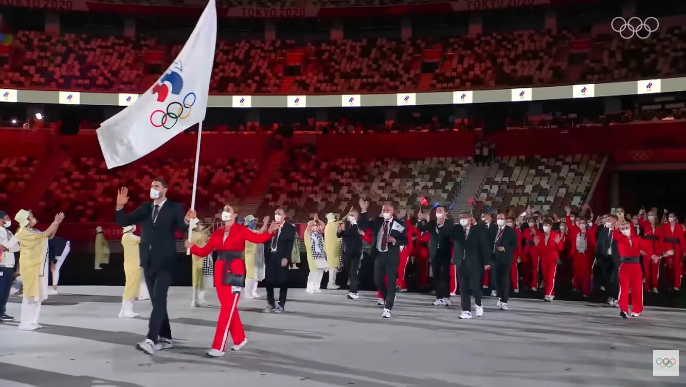 Церемония открытия олимпиады в Токио 2021. Олимпийская сборная России 2021 Токио. Сборная России на открытии олимпиады в Токио.