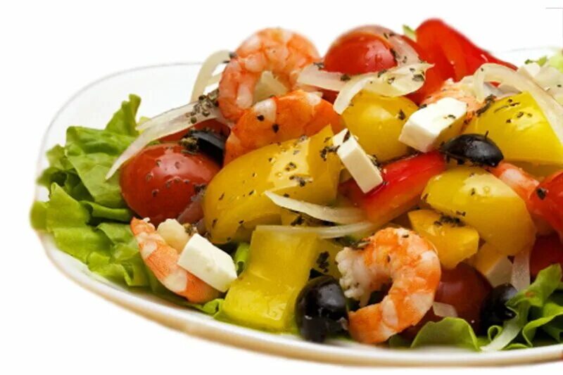 праздничный салат с креветками. салат средиземноморский с морепродуктами. греческий салат с креветками. салат с креветками фото. греческий салат с креветками.