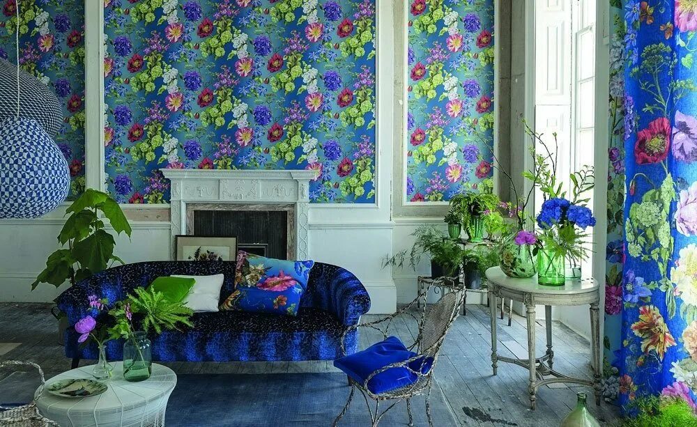 Оформление стен тканью. Триша гилд интерьеры. интерьер designers guild. стены обтянутые тканью. стены из ткани в интерьере.