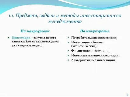 Инвестиционные методы