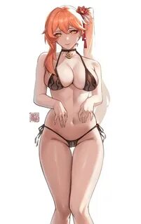 1girls. female only. female. boobs. bikini top. ponytail. yellow eye...