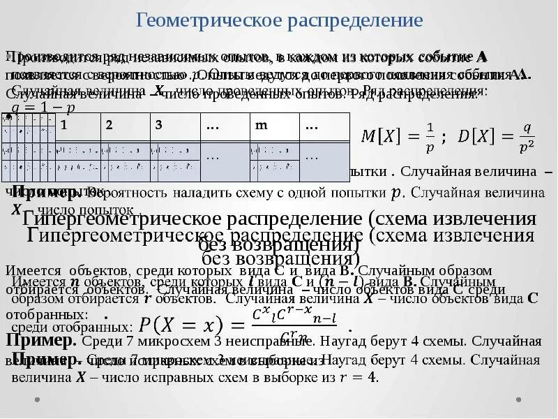 Геометрический закон распределения дискретной случайной величины. Геометрическое распределение примеры. Геометрическое распределение формула. Мат ожидание геометрического распределения. Дисперсия геометрического